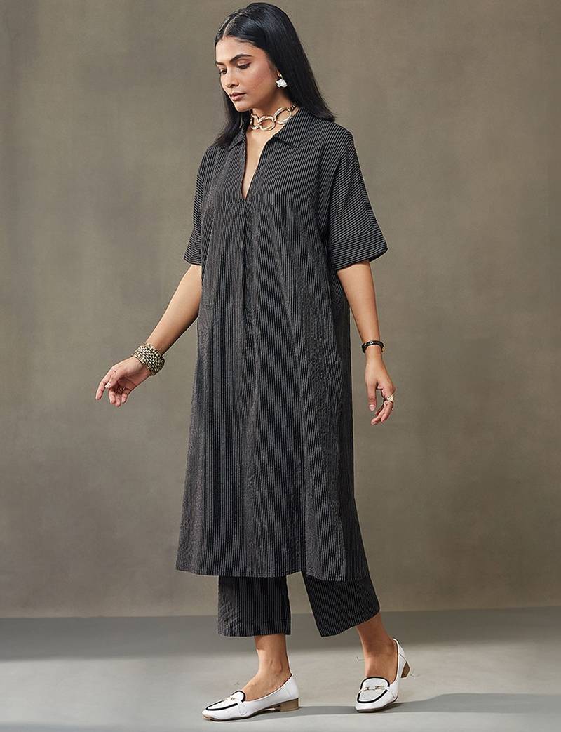 women kantha cotton smart office kurta with trousers