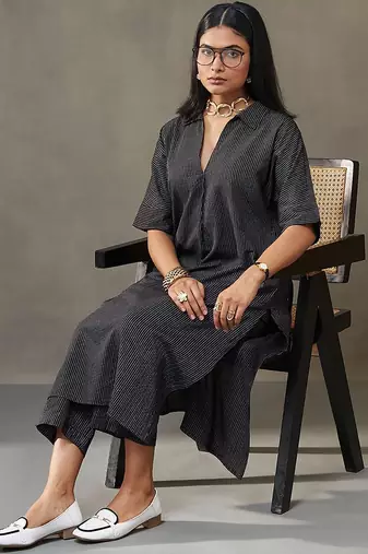 women kantha cotton smart office kurta with trousers