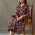 women floral printed cotton button-down smart office kurta with trousers