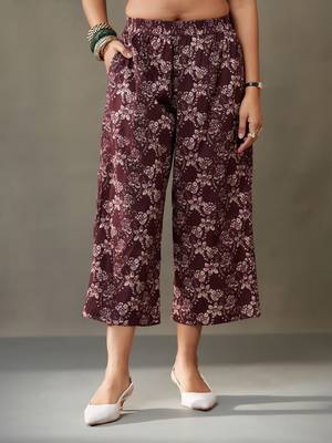 women floral printed cotton button-down smart office kurta with trousers 6