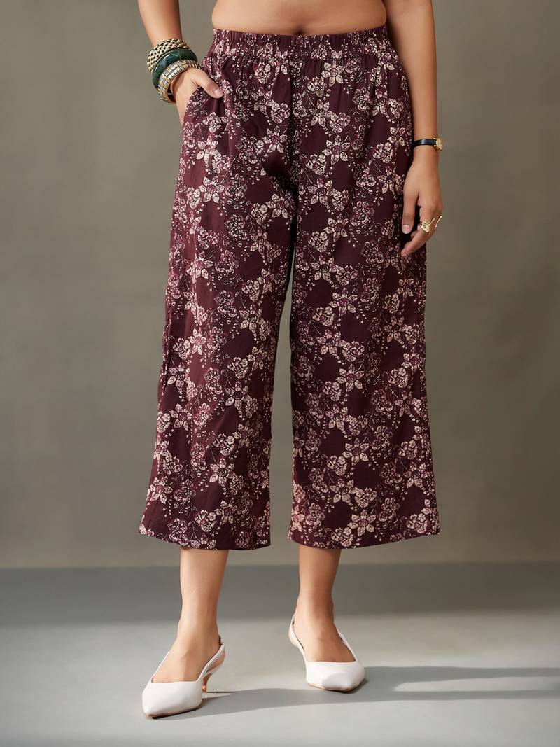 women floral printed cotton button-down smart office kurta with trousers