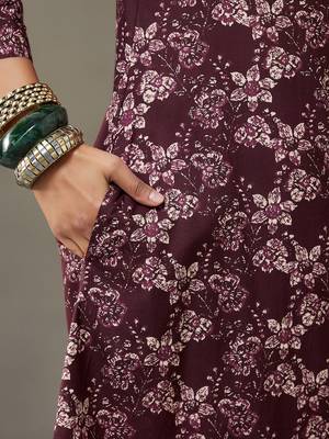 women floral printed cotton button-down smart office kurta with trousers 7