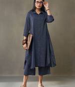 women printed cotton structured work kurta with palazzos