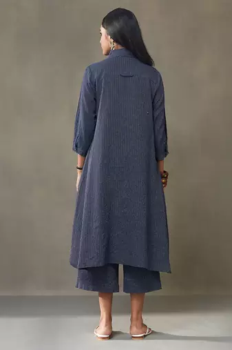 women printed cotton structured work kurta with palazzos