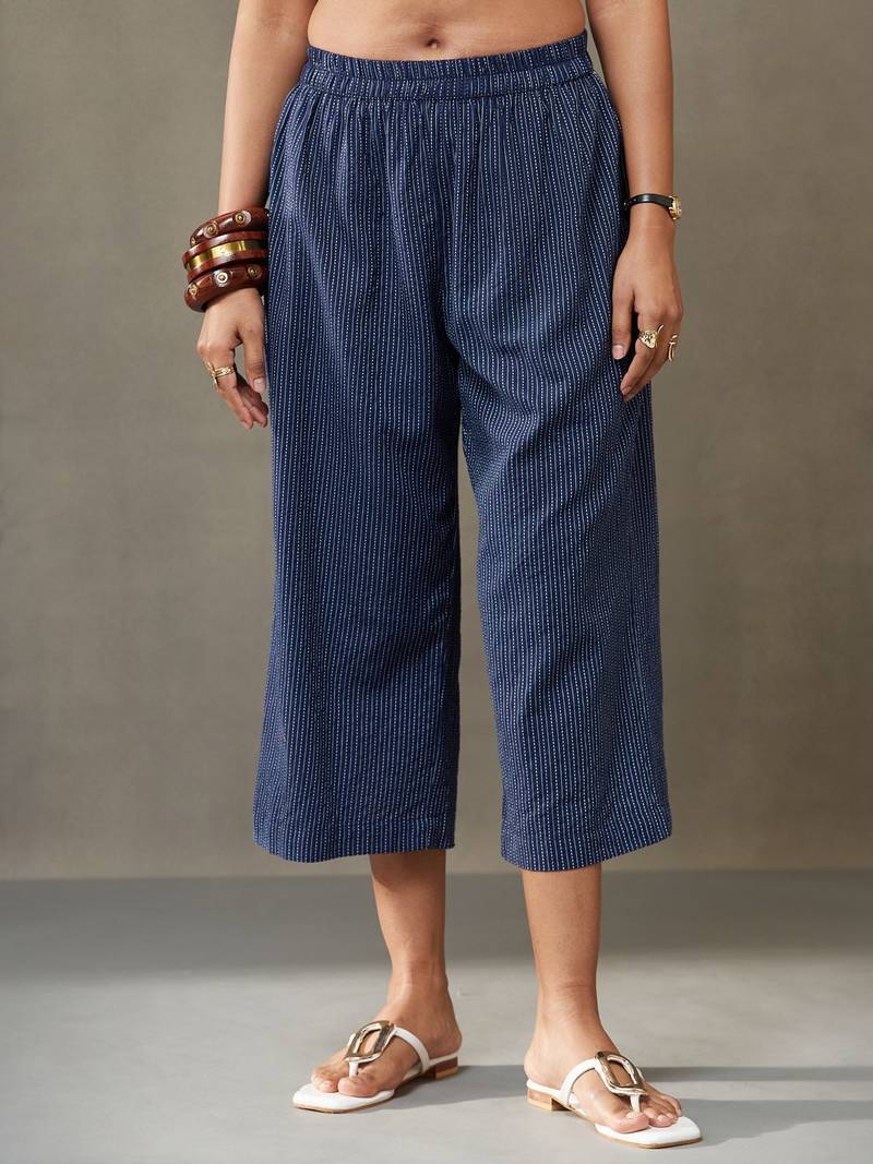 women printed cotton structured work kurta with palazzos