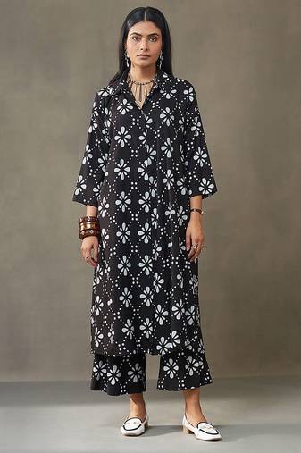 women floral printed structured work kurta with palazzos