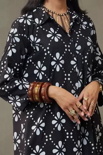 women floral printed structured work kurta with palazzos