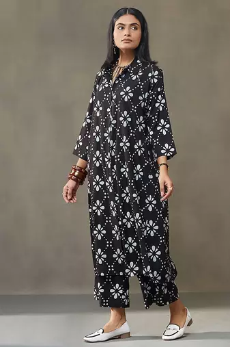 women floral printed structured work kurta with palazzos