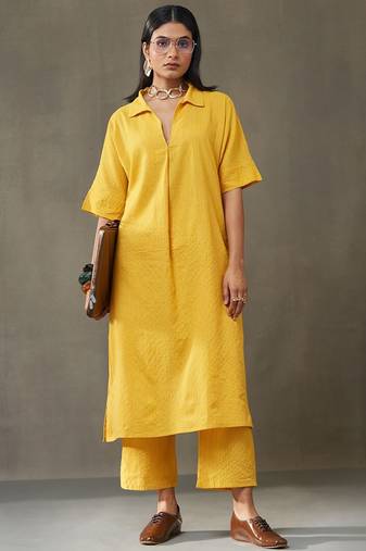 women kantha cotton smart office kurta with trousers