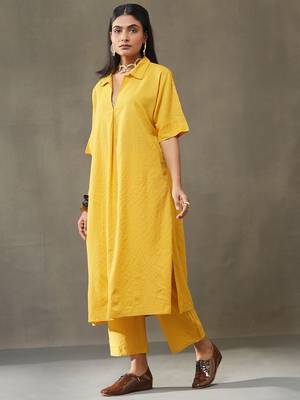 women kantha cotton smart office kurta with trousers 4