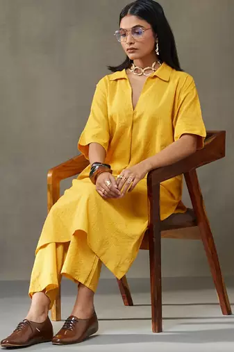 women kantha cotton smart office kurta with trousers