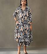 women ethnic motifs printed cotton smart office kurta with trousers