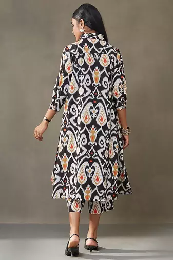 women ethnic motifs printed cotton smart office kurta with trousers