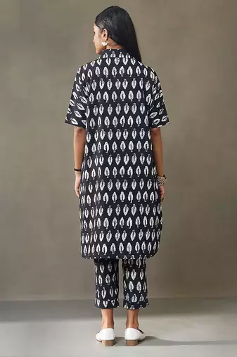 women ethnic motifs printed cotton smart office kurta with trousers