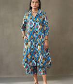 women ethnic motifs printed cotton smart office kurta with trousers