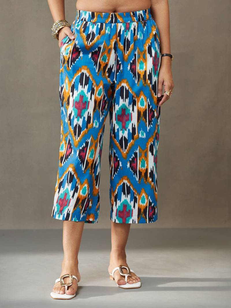 women ethnic motifs printed cotton smart office kurta with trousers