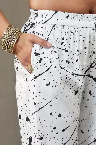 women printed smart office kurta with trousers