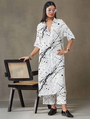 women printed smart office kurta with trousers 6