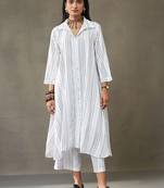 women cotton button-down smart office kurta with trousers