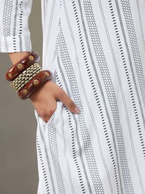 women cotton button-down smart office kurta with trousers 7