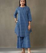 women ethnic motifs printed cotton structured work kurta with palazzos