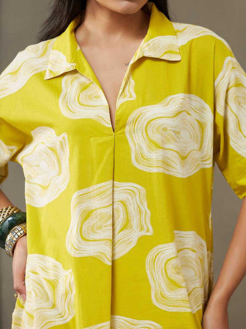 women printed cotton smart office kurta with trousers