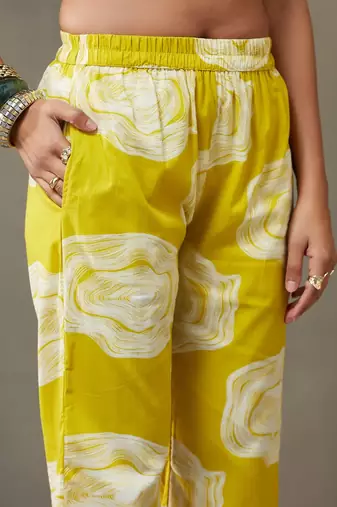 women printed cotton smart office kurta with trousers