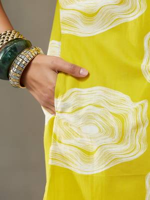 women printed cotton smart office kurta with trousers 7