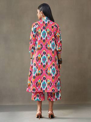 women printed cotton smart office kurta with trousers 4
