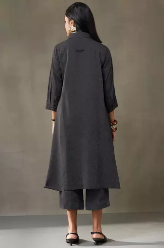 women cotton button-down smart office kurta with trousers