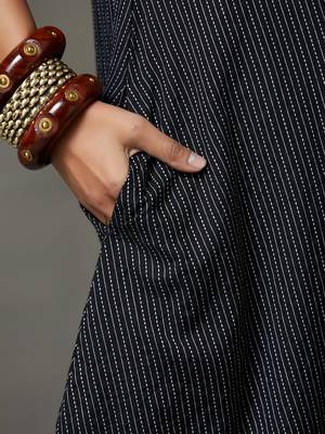 women cotton button-down smart office kurta with trousers 7