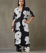 women floral printed smart office kurta with trousers