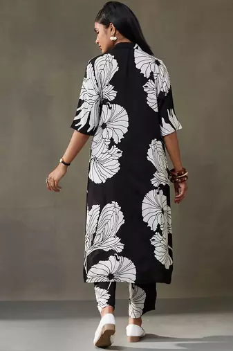 women floral printed smart office kurta with trousers