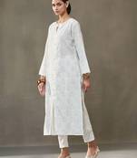 women ethnic motifs printed cotton smart office kurta with trousers