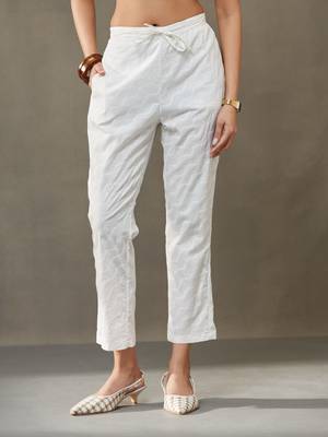 women ethnic motifs printed cotton smart office kurta with trousers 6
