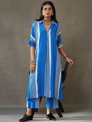 women printed smart office kurta with trousers 1