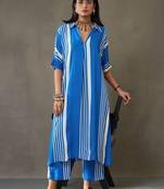 women printed smart office kurta with trousers