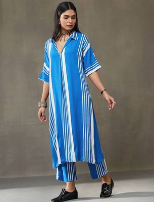women printed smart office kurta with trousers 3