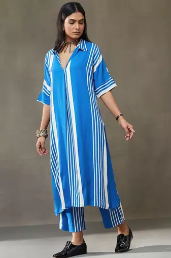 women printed smart office kurta with trousers