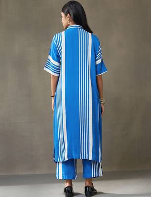 women printed smart office kurta with trousers 4