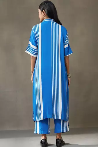women printed smart office kurta with trousers