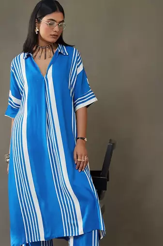 women printed smart office kurta with trousers