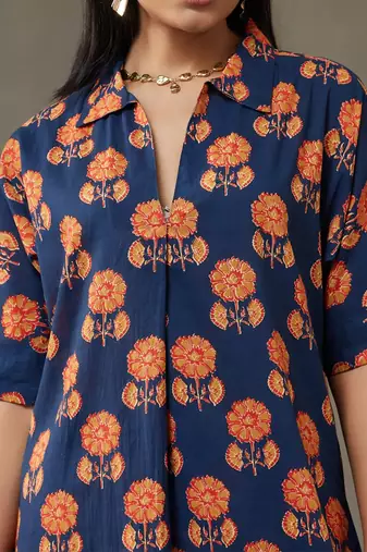 women floral printed cotton smart office kurta with trousers