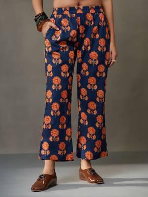 women floral printed cotton smart office kurta with trousers 6