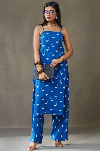 women printed structured work kurta with palazzos