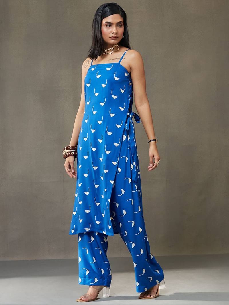 women printed structured work kurta with palazzos