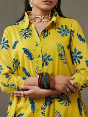 women floral printed cotton smart office kurta with trousers 2