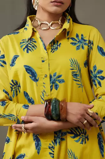 women floral printed cotton smart office kurta with trousers