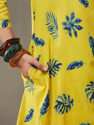 women floral printed cotton smart office kurta with trousers 7