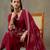 women floral embroidered thread work cotton sleek work smart office kurta with trousers & dupatta